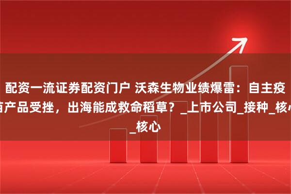 配资一流证券配资门户 沃森生物业绩爆雷：自主疫苗产品受挫，出海能成救命稻草？_上市公司_接种_核心